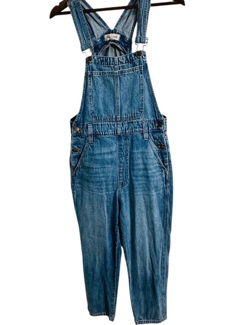 Madewell Denim Overalls Women’s Small Blue Straight Leg Adjustable Strap - Picture 2 of 16